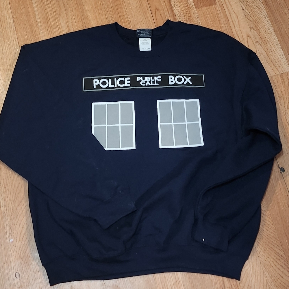 DR. WHO Police Call Box pull over sweatshirt Size XL